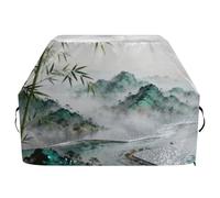 Green Mountains - Copertura per barbecue in bambù cinese, 165 cm, impermeabile, resistente, antistrappo, resistente allo sbiadimento, con coulisse regolabile per polvere e vento