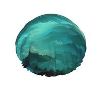 Green Mountains - Cuffia da doccia a doppio strato da donna, impermeabile e resistente, protegge i capelli durante il bagno, bellezza