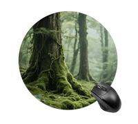 Green Nature - Tappetino per mouse da gioco da donna, rotondo, con base in gomma antiscivolo, lavabile, per computer portatile, casa, ufficio, scrivania, 19 x 20 cm