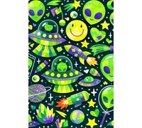 Green Outer Space Alien Notebook Journal Blank Wide Ruled Pages Paper Composition Book Daily Planner Notes