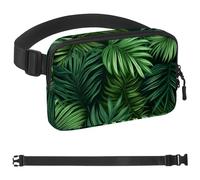 Green Palm Leaves-676 - Marsupio a tracolla per uomo e donna, borsa da cintura per viaggi, casual, passeggiate, corsa, escursionismo, ciclismo, multicolore, 4 x 23 x 15 cm, Multicolore,