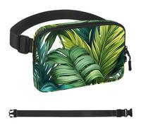 Green Palm Leaves-691 - Marsupio a tracolla per uomo e donna, borsa da cintura per viaggi, casual, passeggiate, corsa, escursionismo, ciclismo, multicolore, 4 x 23 x 15 cm, Multicolore,