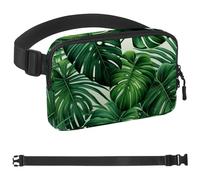 Green Palm Leaves-692 Marsupio per uomini e donne, Marsupio con tracolla regolabile, borsa a tracolla alla moda ovunque, per viaggi all'aperto, corsa, escursionismo, multicolore, 4 x 23 x 15 cm,