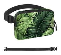 Green Palm Leaves-706 - Marsupio a tracolla per uomo e donna, borsa da cintura per viaggi, casual, passeggiate, corsa, escursionismo, ciclismo, multicolore, 4 x 23 x 15 cm, Multicolore,