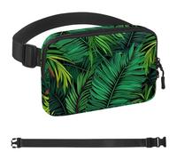 Green Palm Leaves-734 Marsupio per uomini e donne, marsupio con tracolla regolabile, borsa a tracolla alla moda ovunque, per viaggi all'aperto, corsa, escursionismo, multicolore, 4 x 23 x 15 cm,