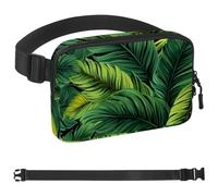 Green Palm Leaves-738 - Marsupio unisex alla moda, borsa a tracolla sportiva sottile, alla moda, per jogging, escursionismo, escursionismo, donna, uomo, multicolore, 4 x 23 x 15 cm, Multicolore,