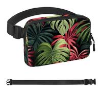 Green Palm Leaves-743 Marsupio per uomini e donne, marsupio con tracolla regolabile, borsa a tracolla alla moda ovunque, per viaggi all'aperto, corsa, escursionismo, multicolore, 4 x 23 x 15 cm,