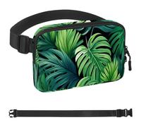 Green Palm Leaves-745 - Marsupio a tracolla per uomo e donna, borsa da cintura per viaggi, casual, passeggiate, corsa, escursionismo, ciclismo, multicolore, 4 x 23 x 15 cm, Multicolore,