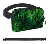 Green Palm Leaves-751 - Marsupio a tracolla per uomo e donna, borsa da cintura per viaggi, casual, passeggiate, corsa, escursionismo, ciclismo, multicolore, 4 x 23 x 15 cm, Multicolore,
