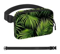 Green Palm Leaves-756 - Marsupio unisex alla moda, borsa a tracolla sportiva sottile, alla moda, per jogging, escursionismo, escursionismo, donna, uomo, multicolore, 4 x 23 x 15 cm, Multicolore,