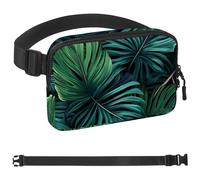 Green Palm Leaves-763 - Marsupio a tracolla per uomo e donna, borsa da cintura per viaggi, casual, passeggiate, corsa, escursionismo, ciclismo, multicolore, 4 x 23 x 15 cm, Multicolore,