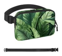 Green Palm Leaves-767 Marsupio per uomini e donne, marsupio con tracolla regolabile, borsa a tracolla alla moda ovunque, per viaggi all'aperto, corsa, escursionismo, multicolore, 4 x 23 x 15 cm,