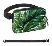 Green Palm Leaves-773 Marsupio per uomini e donne, marsupio con tracolla regolabile, borsa a tracolla alla moda ovunque, per viaggi all'aperto, corsa, escursionismo, multicolore, 4 x 23 x 15 cm,