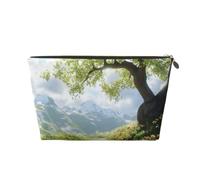 Green Path Serenity - Beauty case in pelle, kit da viaggio, Beauty case 1 | Green Path Serenity - Kit di lavaggio in pelle stampata, un regalo pratico per , con ampia tasca con cerniera per cosmetici
