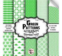 Green Patterns Scrapbook Paper: Double Sided Sheets | 10 Designs for Journaling, Scrapbooking, Origami, and Various DIY Craft Projects | 8.5" x 8.5" (21.59 x 21.59 cm)