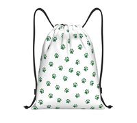 Green Paw Prints On White Background Zaino Sportivo Regolabili Borsa con Coulisse Resistente Sacca Sportiva per Viaggio All'Aperto Calcio 39X46Cm