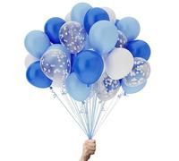 Green Paw Products - 25 Blu Bianco e Coriandoli - Palloncini per feste - Ecologici e Biodegradabili - 100% Lattice Naturale