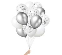 Green Paw Products - 25 Palloncini Argento e Coriandoli - 25 Palloncini per Feste - Ecologici e Biodegradabili - 100% Lattice Naturale