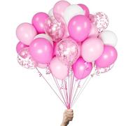 Green Paw Products - 25 rosa bianco e coriandoli - Palloncini per feste - Ecologici e biodegradabili - 100% lattice naturale