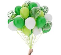 Green Paw Products - 25 Verde Bianco e Coriandoli - Palloncini per feste - Ecologici e Biodegradabili - 100% Lattice Naturale