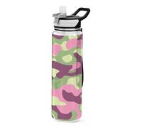 Green Peach Camouflage progettato bottiglia d'acqua sportiva trasparente per diario Design unico Decor Sport Officravel Home