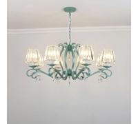 Green Pendant Kitchen Island 5-Light Clear Glass Crystal Nordic Vintage Ceiling Hanging Lamp Large Dining Chandelier for Living Room Foyer Farmhouse