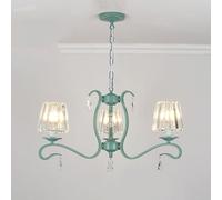 Green Pendant Kitchen Island 5-Light Clear Glass Crystal Nordic Vintage Ceiling Hanging Lamp Large Dining Chandelier for Living Room Foyer Farmhouse
