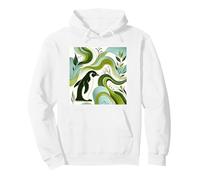 Green Penguin Blossom Flora Leaf Plant Forest Pattern Standard_Pullover_Hoodie Unisex XX-Large White