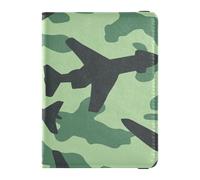 Green Planes - Custodia per passaporto in pelle mimetica, organizer per documenti di viaggio, con scomparto per carte di vaccino, leggera, verde aerei mimetici, 1 size
