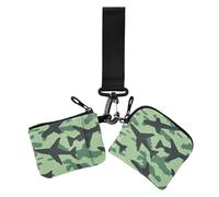 Green Planes, portamonete da donna, motivo mimetico, porta carte d'identità, con tasca con cerniera, confezione da 2, verde aerei mimetici, 1 size, Casual