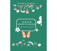 Green Planner 2026 - A5 Detailed Planner (200 Pages) | Monthly, Weekly, Habit Tracker & Budget Pages | Elegant Shades of Green: مخطط 2026 الأخضر - ... العادات والميزانية | أناقة بدرجات الأخضر