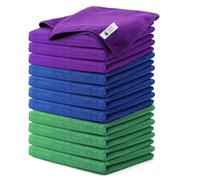 GREEN POMELO Panni per la pulizia in microfibra, confezione da 12 stracci per la pulizia, riutilizzabili e lavabili, senza pelucchi, panni assorbenti per cucina, bagno, finestre, auto, 40,6 x 40,6 cm