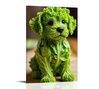 Green Puppy Made of Vegetables Living Room Wall Art 30 x 45 cm