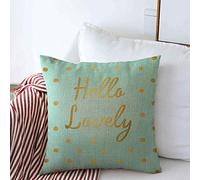Green Quote Omb Wall Watercolor Mint Digital Home Inspirational Re Lovely Hello Christmas Love Text Fodere Cuscini Decorative Copricuscini con Cerniera Fodera per Cuscino per Salotto 45X45Cm