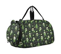 Green Robots Panda Gym Duffel Bag con scomparto per scarpe Grande Capacità Weekender Pernottamento Danza Bag per Viaggi, Sport, Borsone, Weekender bolsos deportivos para mujer