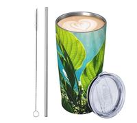 Green Sea Blue Seaweed - Bicchiere da viaggio isolato in acciaio inox, con coperchio e cannuccia, da viaggio, con coperchio e cannuccia, idea regalo per donne, uomini e amanti