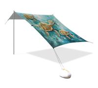 Green Sea Turtle Tenda da spiaggia stabile UPF50 leggera grande riparo solare con pala di sabbia per cortile, prato, parco