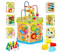 Green series Giocattoli Cubo attività Centro in Legno 8in1 Giochi Educativi Montessori Bambino Bambina 2 3 4 Plus Anno, Maze Giochi per Neonati Bambini Piccoli, Regalo per Ragazzi Ragazze Anni GS1105