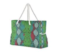 Green Serpentine - Borsa tascabile resistente con tasche laterali con cerniera e tasche con cerniera