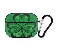 Green Shamrock - Custodia protettiva antiurto per auricolari Airpods Pro, con moschettone, anti-caduta, per il trasporto di Airpods Pro di seconda generazione, colore: nero
