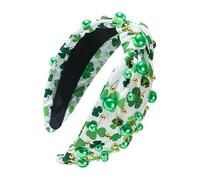 Green Shamrock Headband, St. Patrick's Day Knotted Clover Headband, abbellito con cristalli rinestones, Irish Holiday Hair Accessory, St. Patrick's Day Green Headband for Women