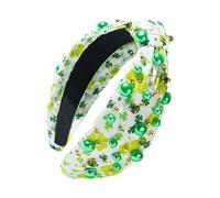 Green Shamrock Headband, St. Patrick's Day Knotted Clover Headband, abbellito con cristalli rinestones, Irish Holiday Hair Accessory, St. Patrick's Day Green Headband for Women