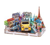 Green Slide Puzzle 3D Paris - Modellino a LED, 222 pezzi | Furgone retrò e Torre Eiffel