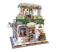 Green Slide Serra floreale Puzzle 3D Legno LED 243 pezzi | Negozio fiorito su 2 piani