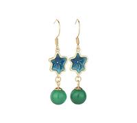 Green Stone Star for Women Vintage Cinese Etnic Blue Creative Elegant Drop Drop Female Orecchini di Fascia Alta