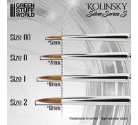 Green Stuff World 8435646515571ES Set di Pennelli Silver Series Kolinsky x4