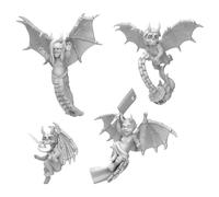 Green Stuff World Evil Imp 12347 - Set di 4 miniature di cherubini per 40 K, in resina stampata in 3D, set di 4 demoni con armi