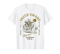 Green Swamp Florida Moto Ride Design Distressed Maglietta