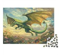 Green Three-headed Drago-Fiore Field Puzzle 1000Pcs Decorazione Per La Casa. Rilassamento E Intelligence Per Adulti E Bambini Da 14 Anni 1000pcs (75x50cm)