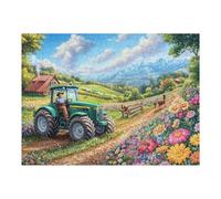 Green Tractor Country Road Rompicapo 500 Pezzi Per Bambini E Genitori Cartone Spesso Sicuro Difficoltà Bassa Per Svago Familiare Con Poster Incluso Qualità Garantita 500 PCS